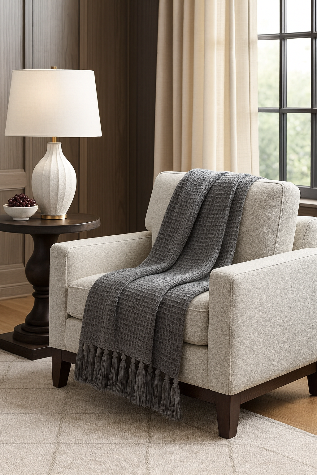Grey Classic Waffle Weave 50x60 Inch Throw Blanket