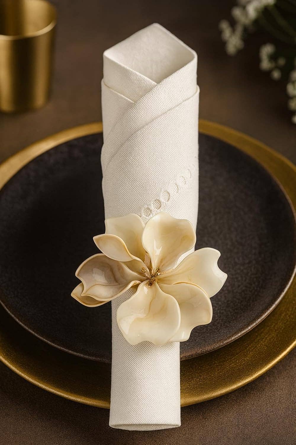 Coral Blossom Flower Napkin Ring