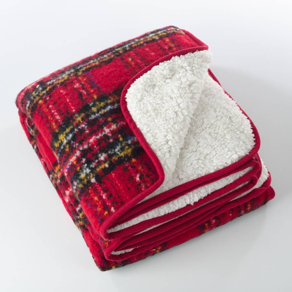 Red Faux Mohair Sheroa 50x60 Throw Blanket