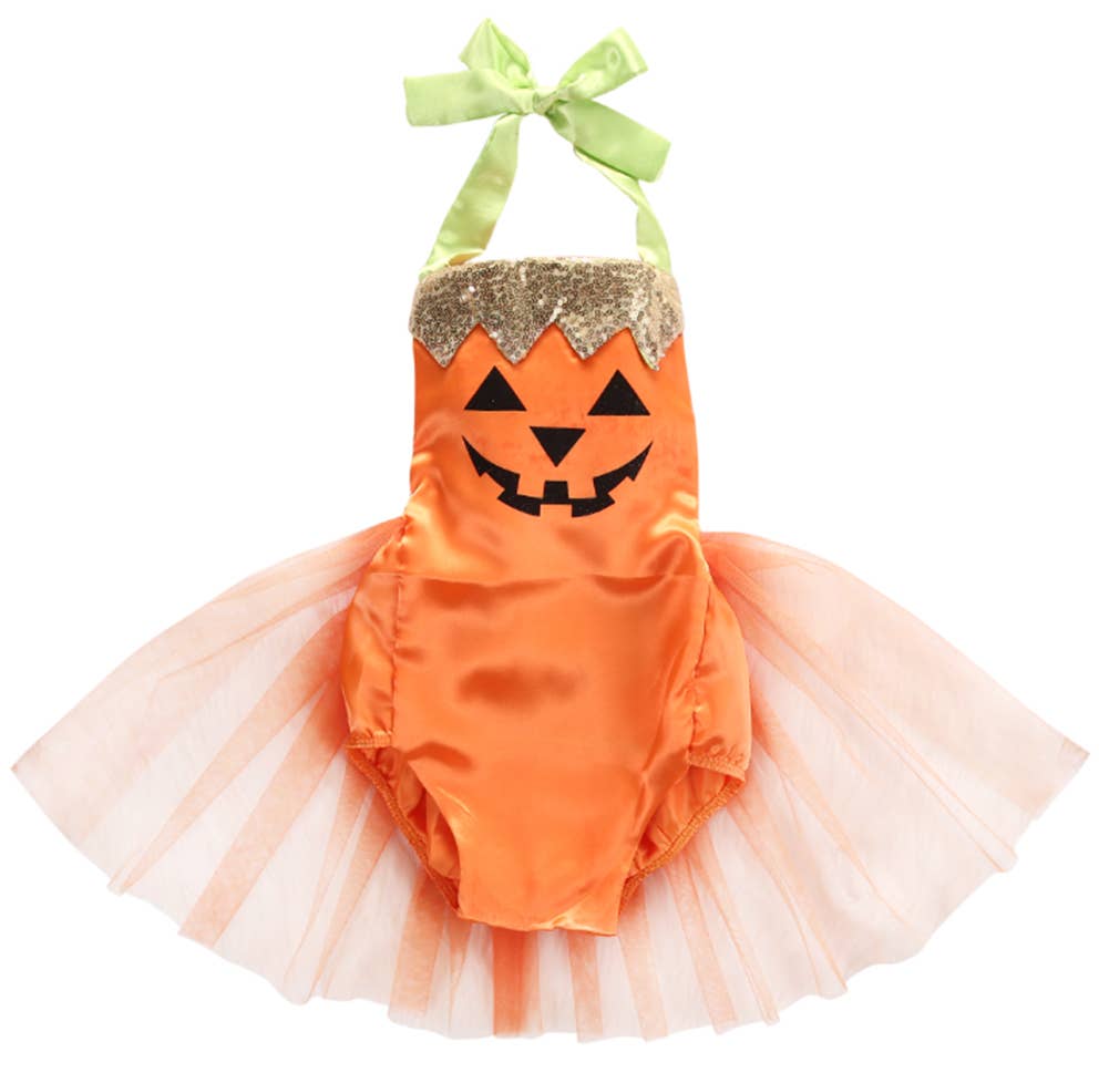 Orange Baby Pumpkin Romper Tutu Dress
