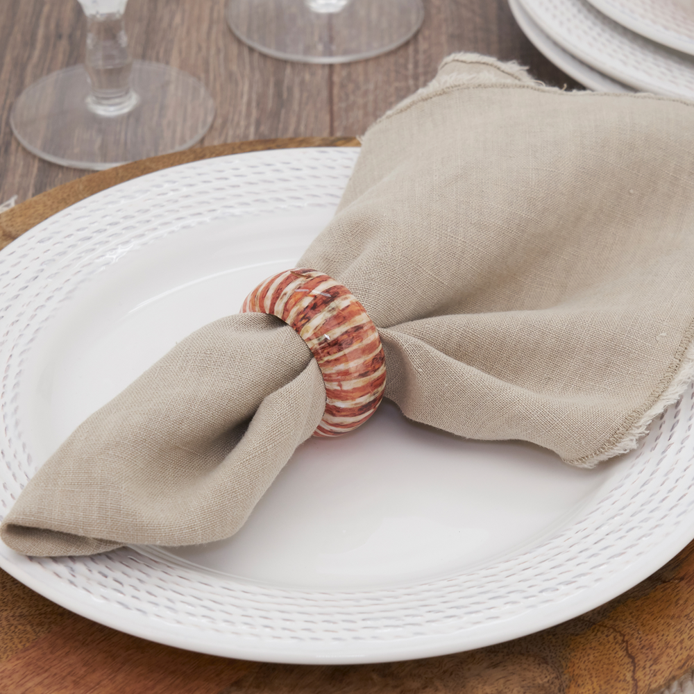 Striped Mango Wood Napkin Ring Holder
