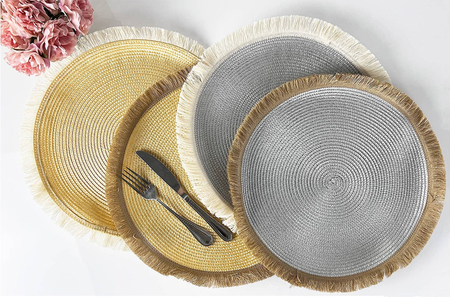 Braided Fringe Boho 15" Round Placemat