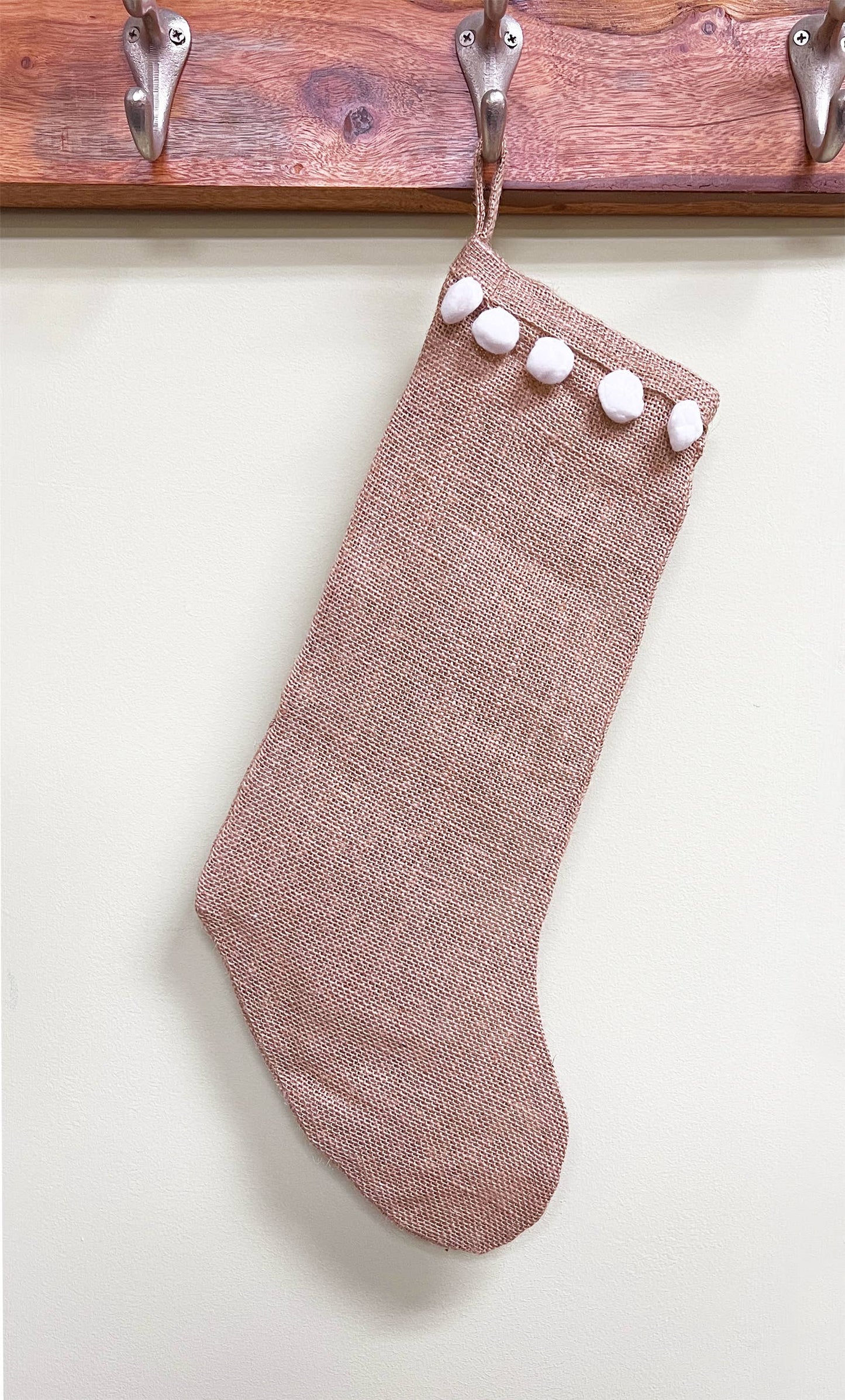 Pom Pom Jute Christmas Stocking