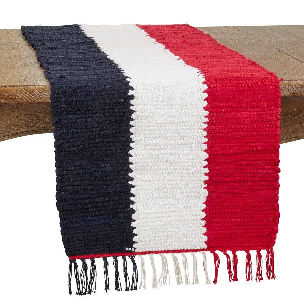 074 - July 4th Striped Cotton Chindi Table Runner