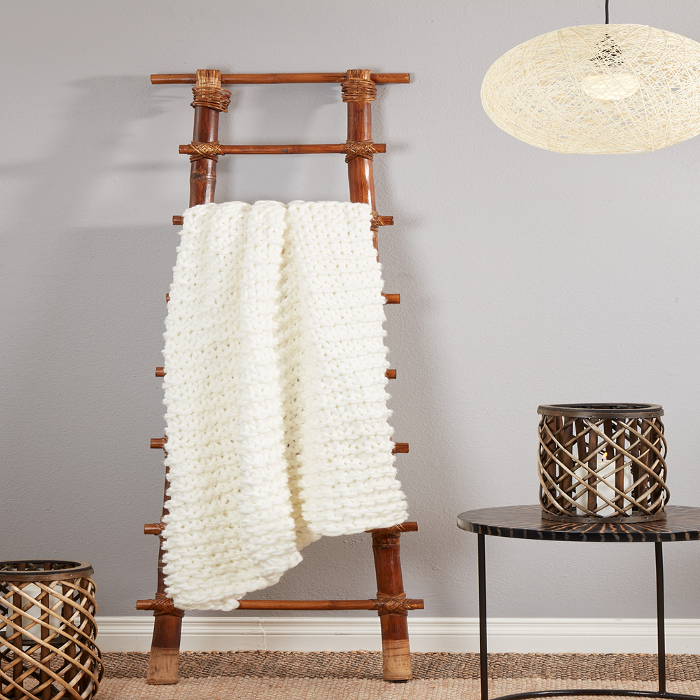 Ivory Chucky Knit Throw Blanket