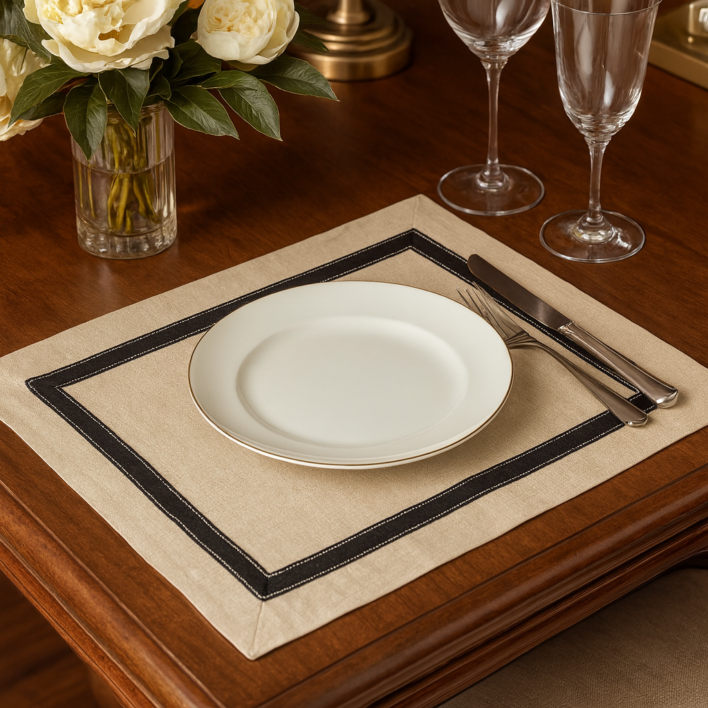 3314 - Black Natural Grosgrain 14"X20" Placemat