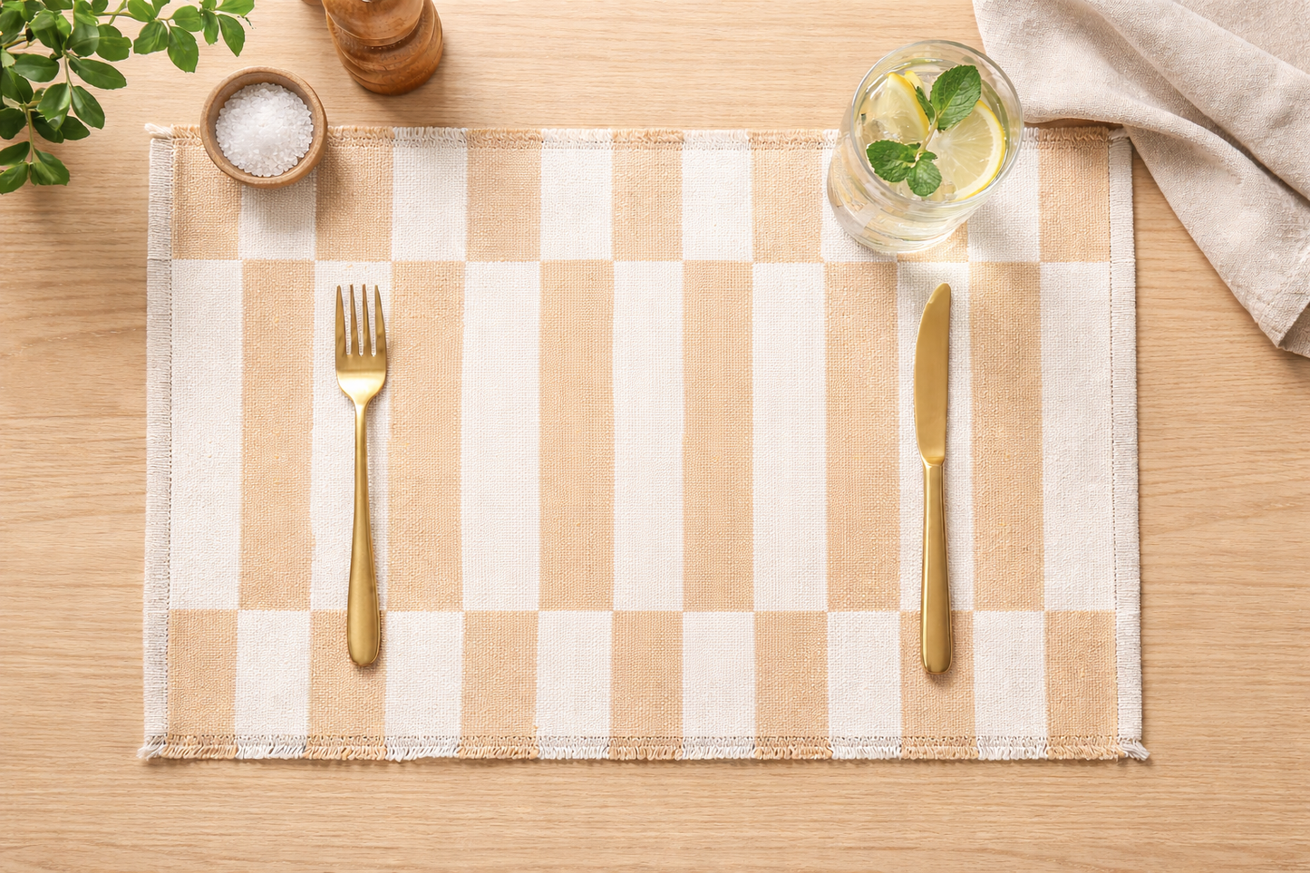 Natural Stripe Reversible Woven 14"X19" Placemat