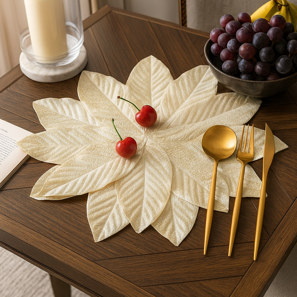 Champagne Shimmery Flower 14" Placemat