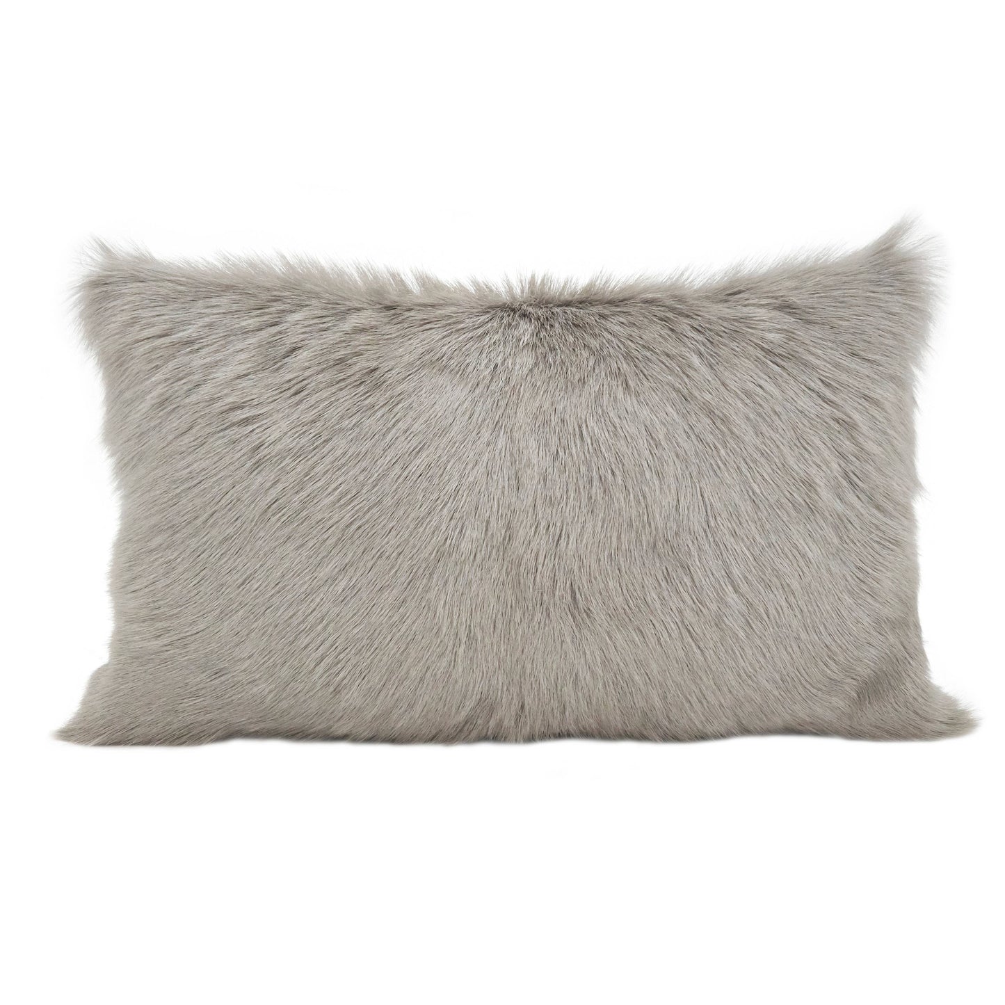Grey Genuine Goat Fur 22x20 In Throw Pillow