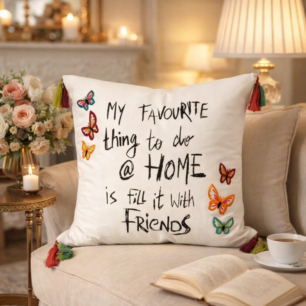 938 - Fun Inspirational Embroidered Filled 18" Throw Pillow