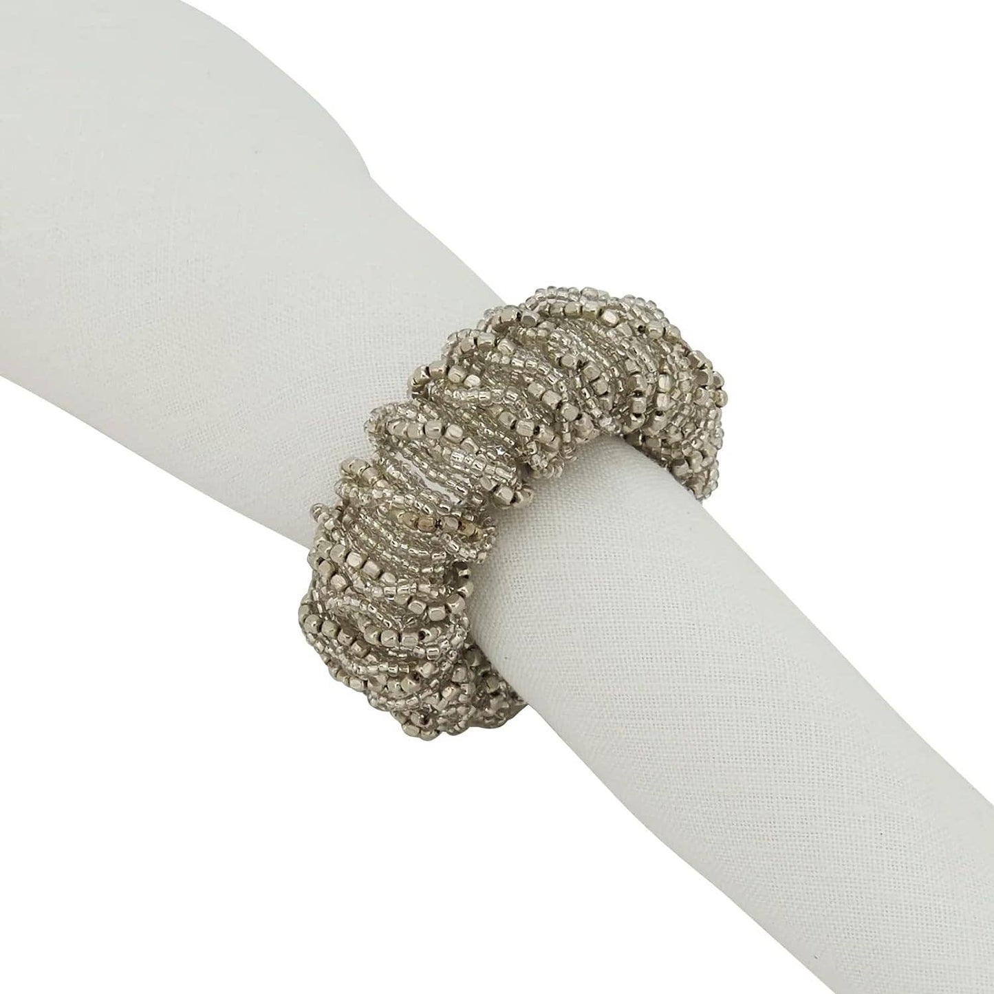 Silver Glass Beads Napkin Ring