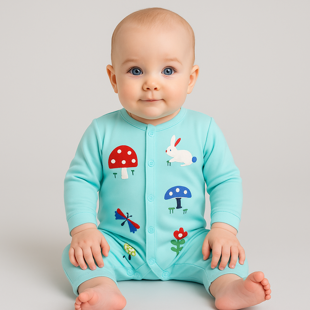Blue Graphic Baby Romper