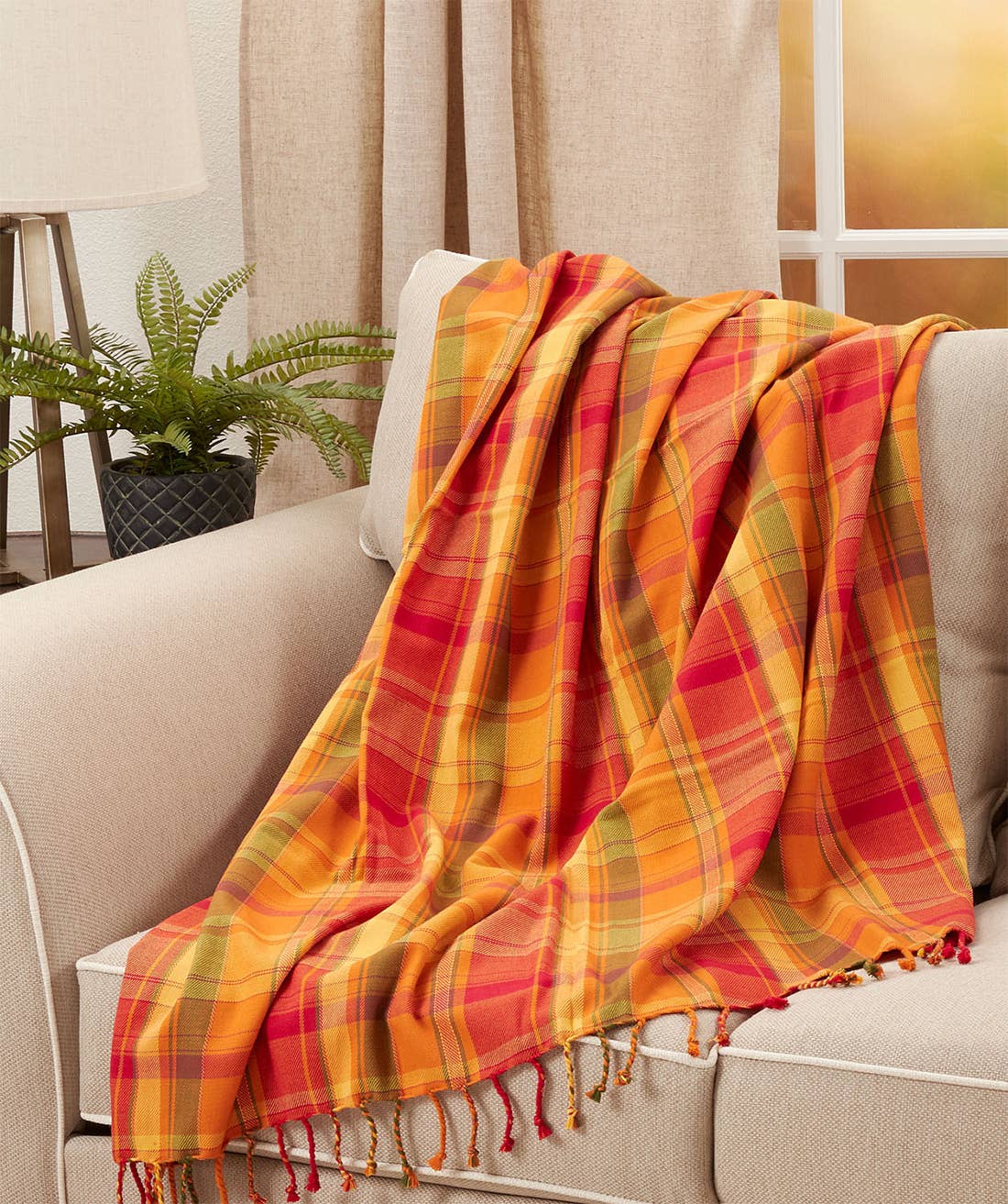Harvest Plaid Cotton 50X60 Inch Throw Blanket