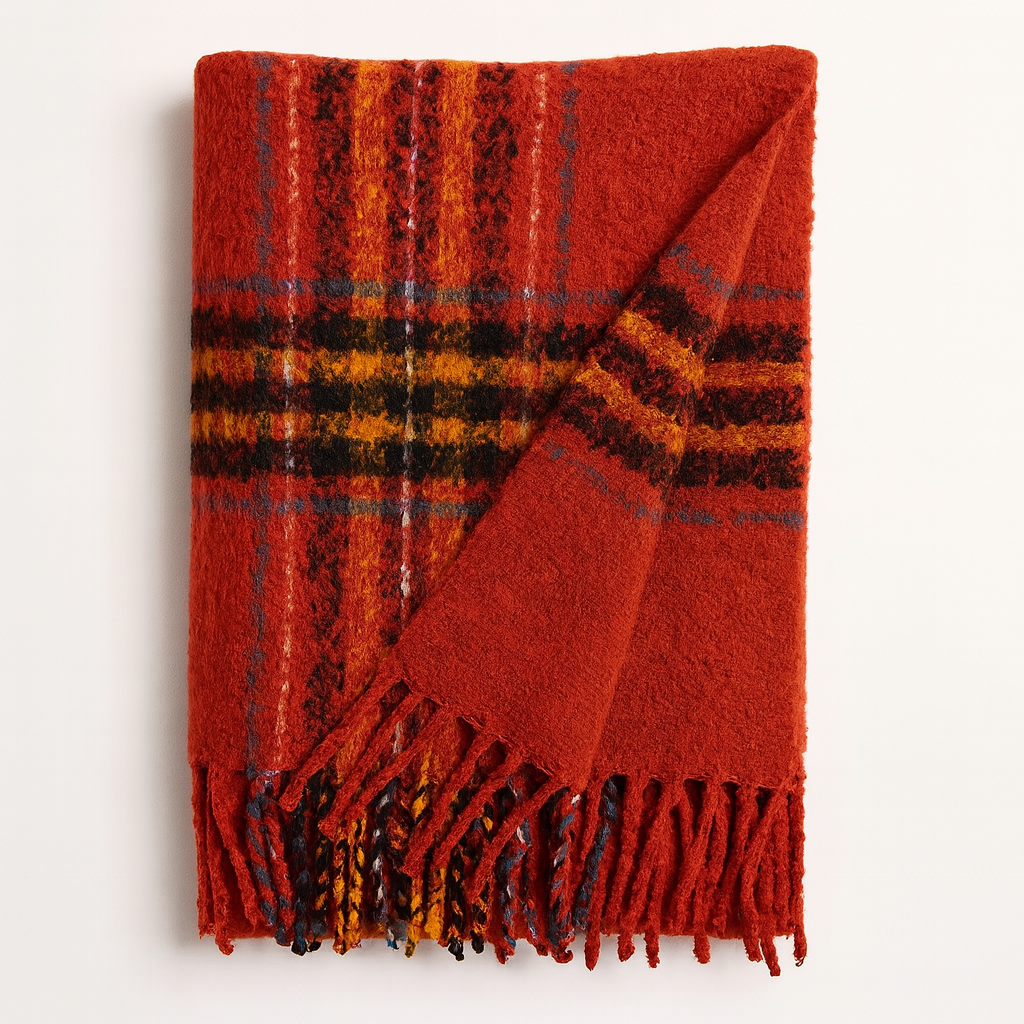 Plaid Orange 50x60 Inch Blanket Throw