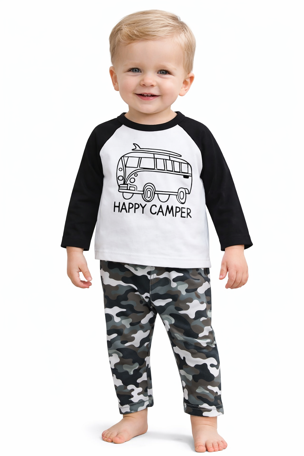 Happy Camper Black & White 2-Piece Boy Clothing Set