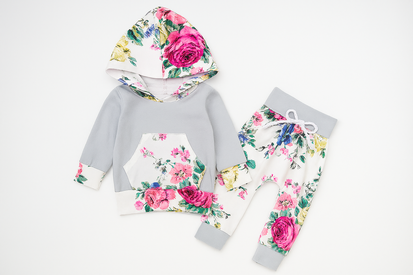 Grey Multi Baby Hooded Sweatshirt and Pants