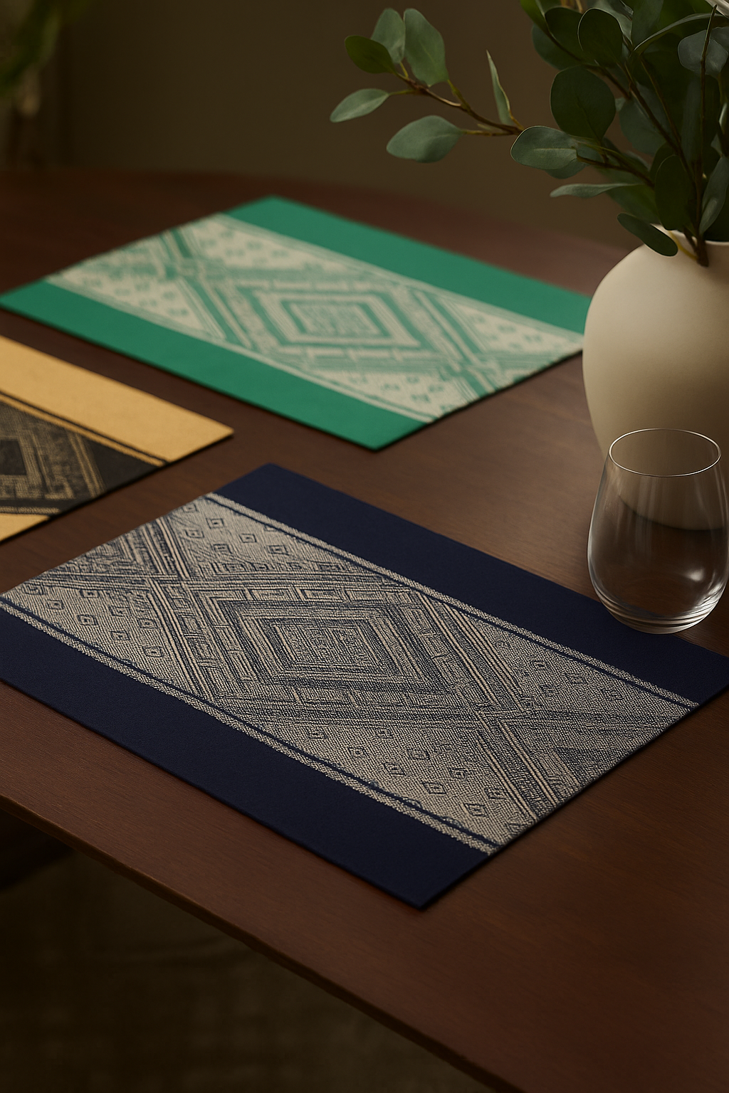 PM0055 - Woven Diamond Pattern Cotton Blend Placemat - 5 Colors
