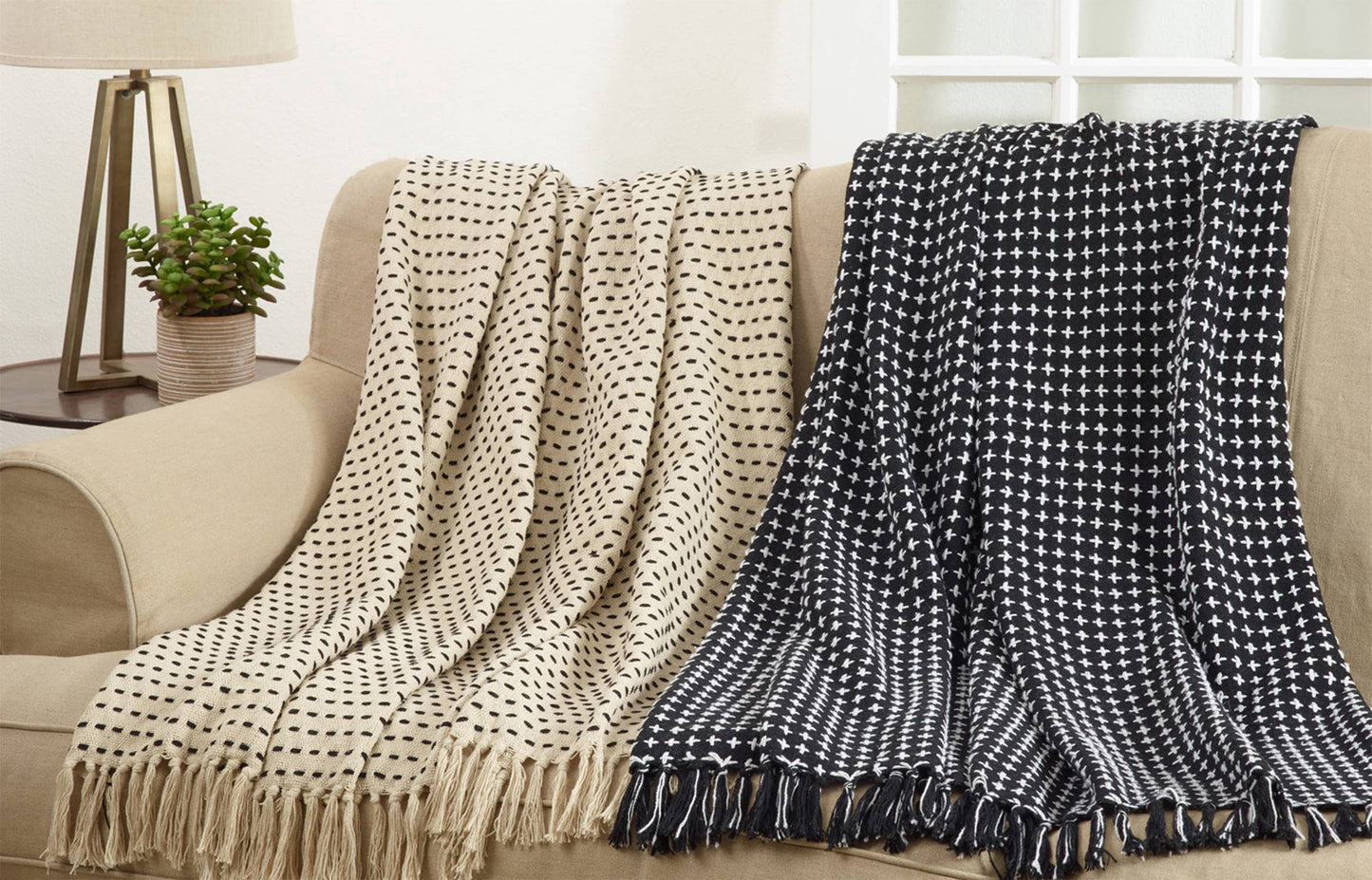Cross Thread Cotton Throw Blanket