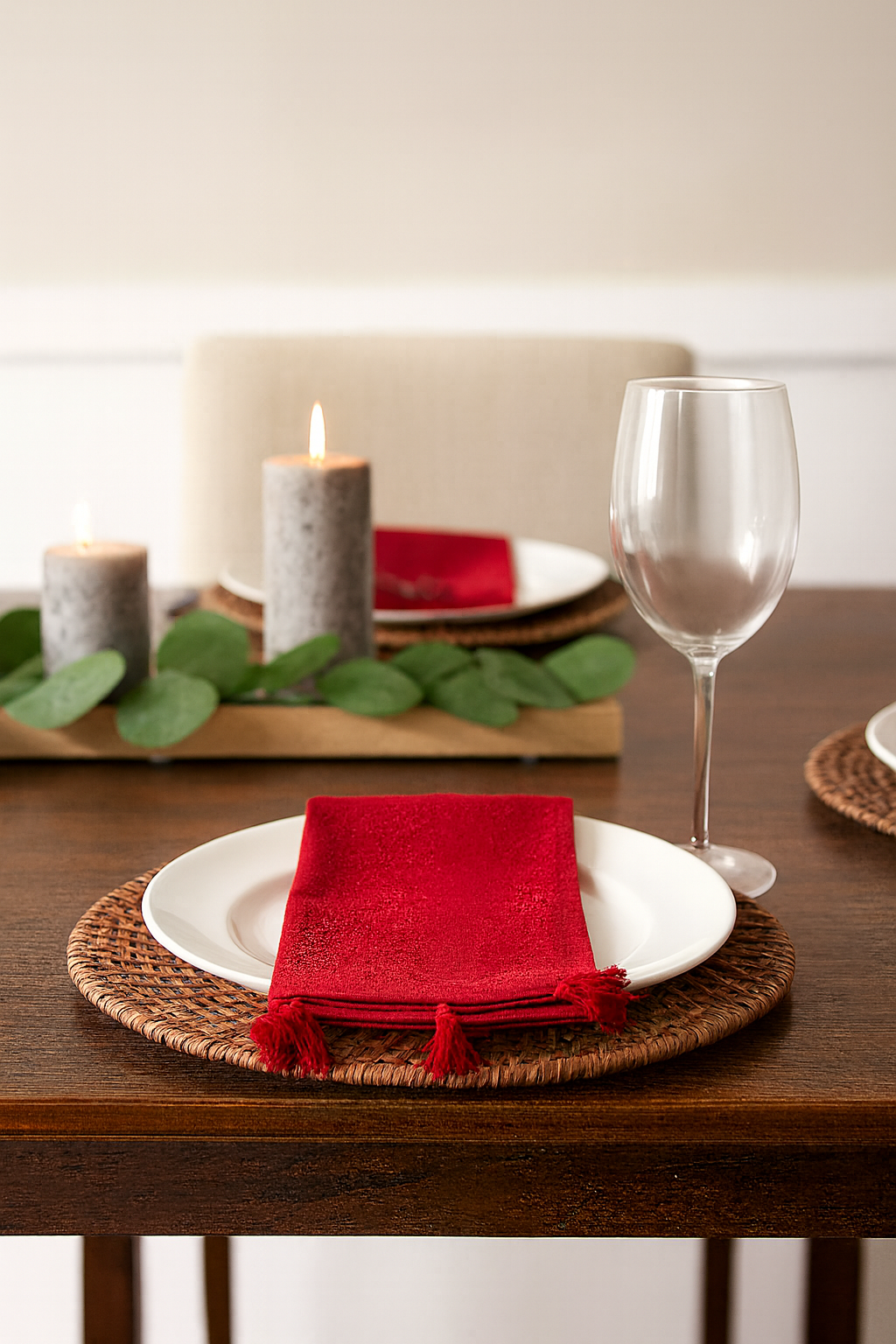 2314 - Red Cotton 20" Dinner Napkin with Tassels