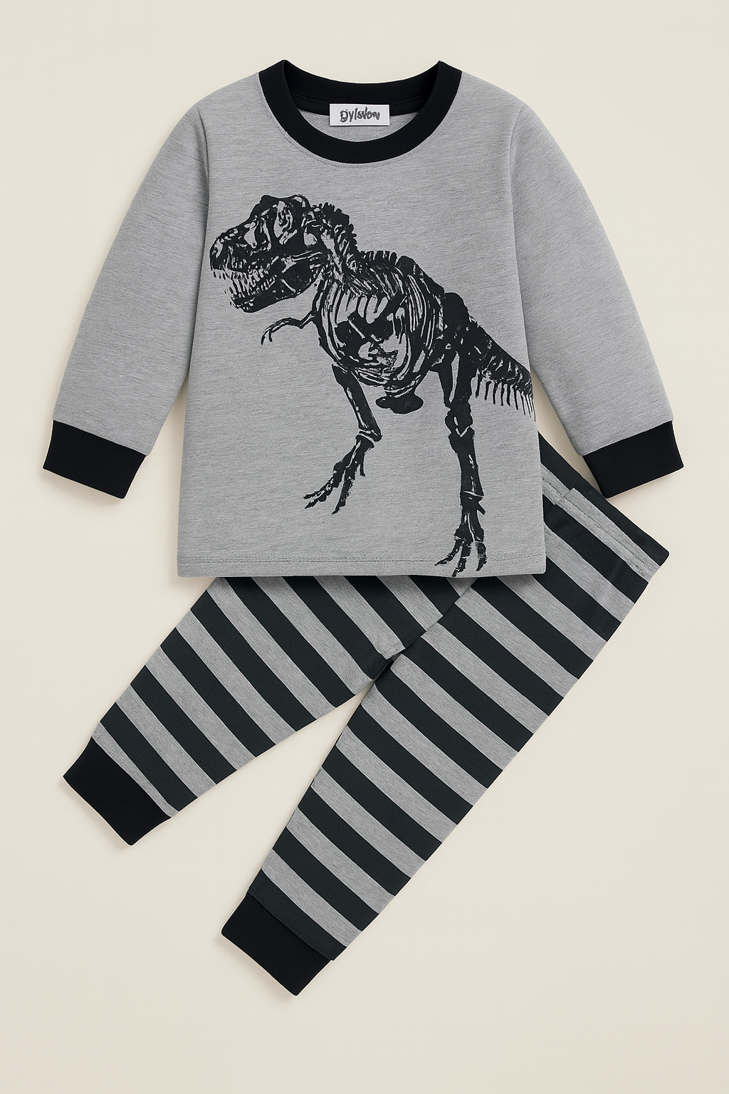 Grey Dinosaur 2pcs Boy Outfit