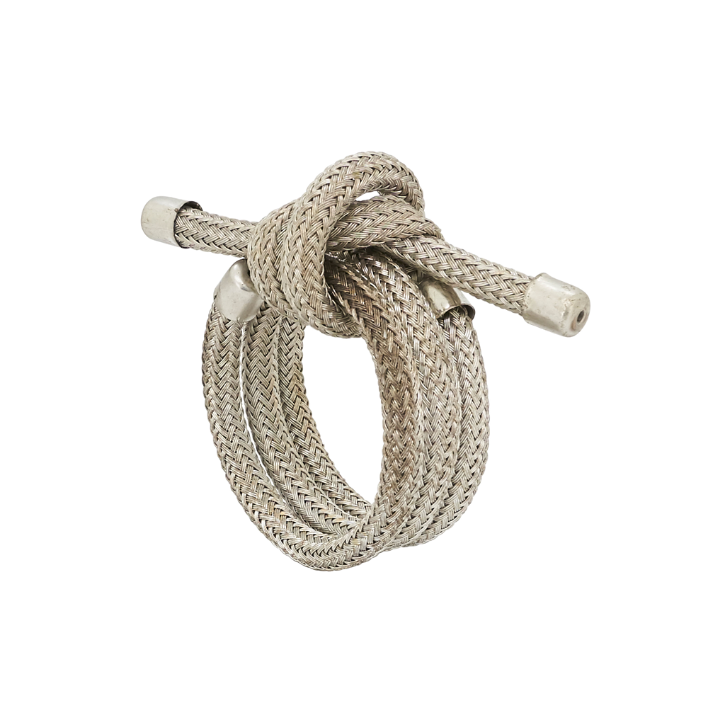 NR102 - Silver Knotted Rope Napkin Ring Holder