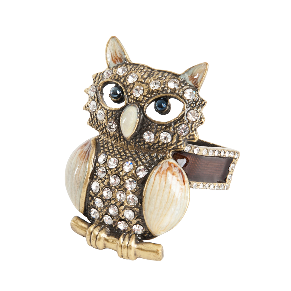 Jeweled Owl Pewter Napkin Ring