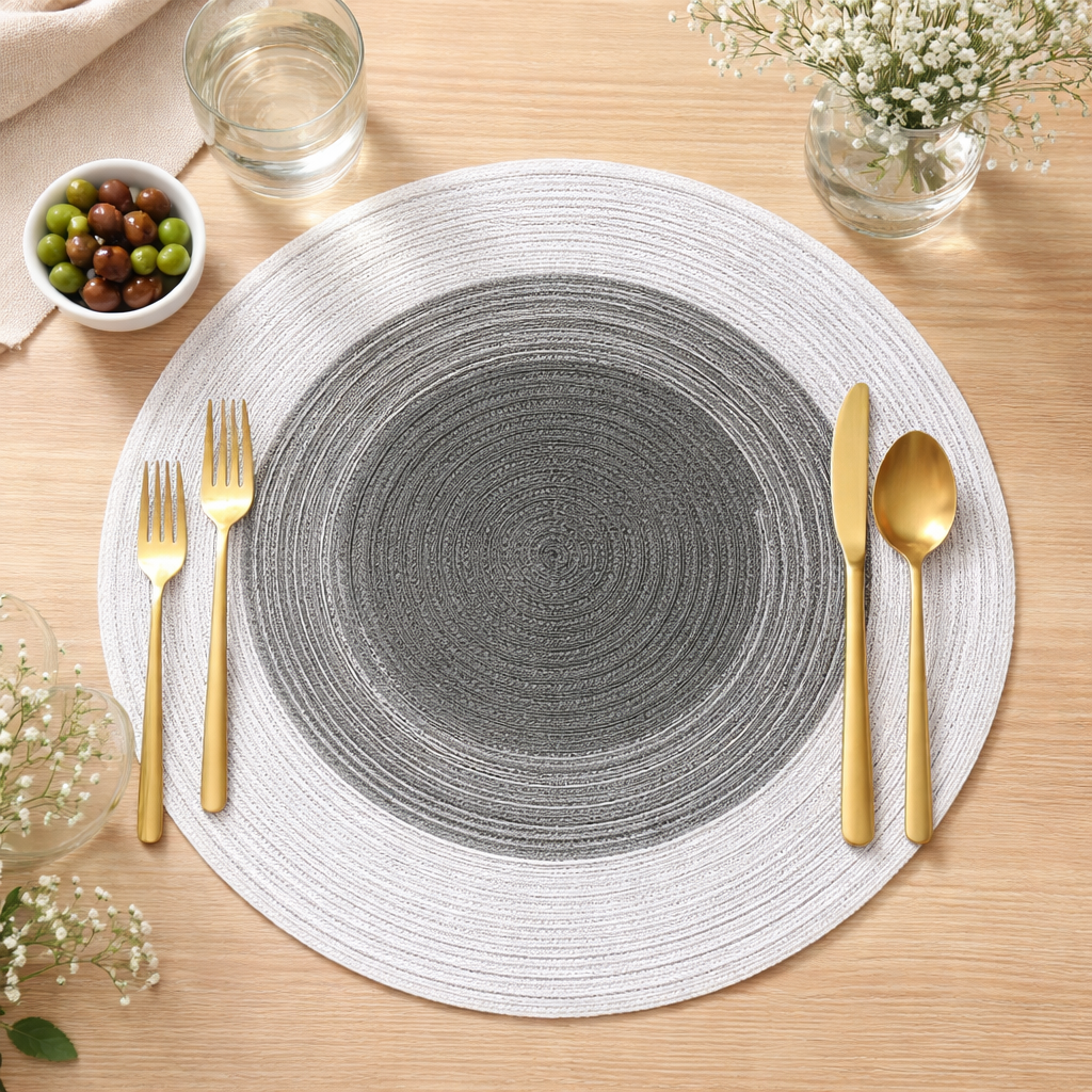 Grey Gradient Ramie 14" Round Placemat