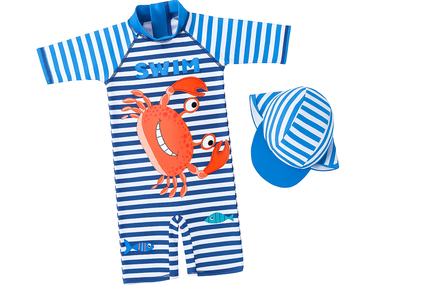 Blue Crab Striped 2-Piece Boy Swimwear Set