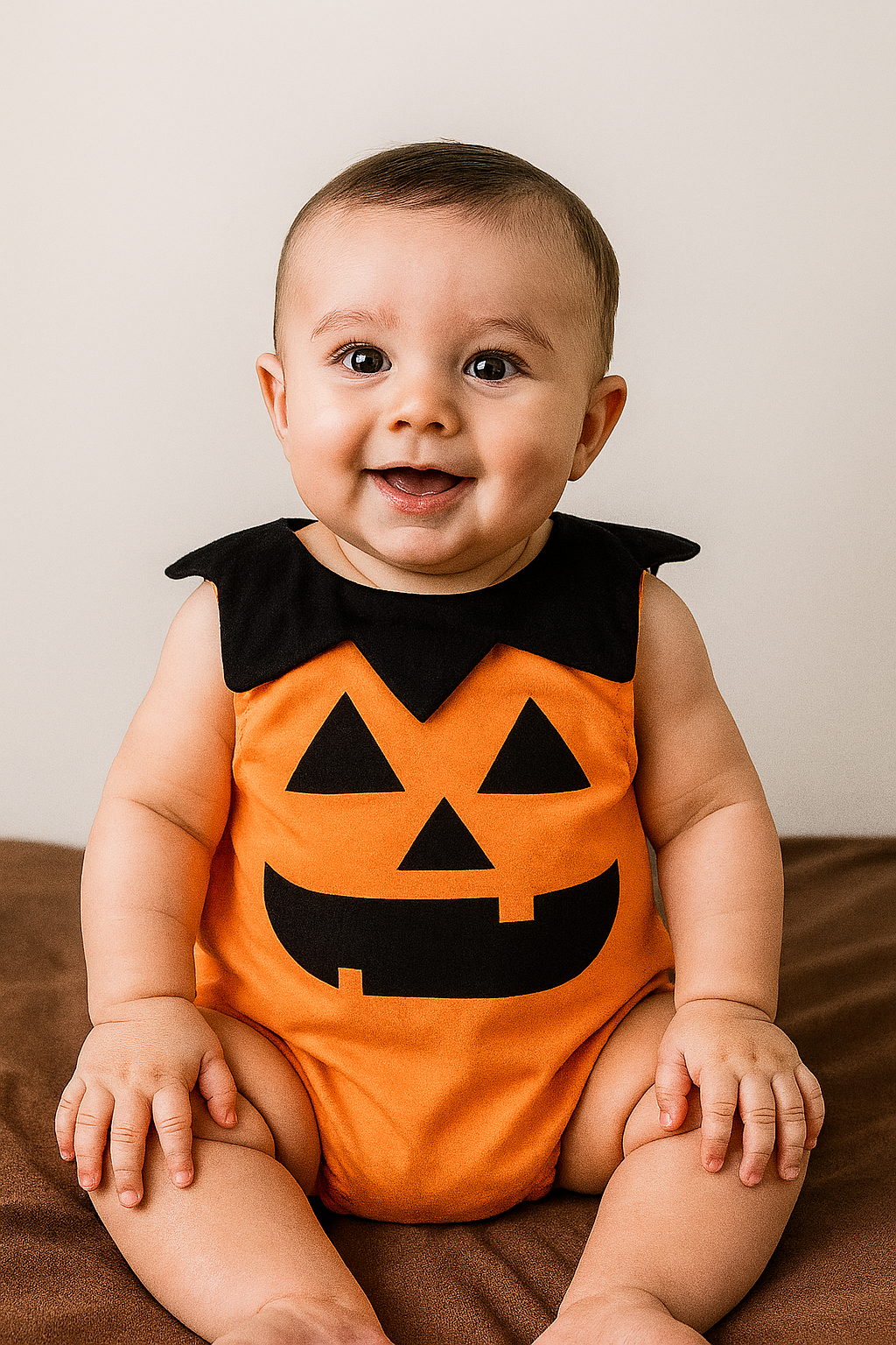 Pumpkin Face Sleeveless Halloween Baby Costume Jumpsuit