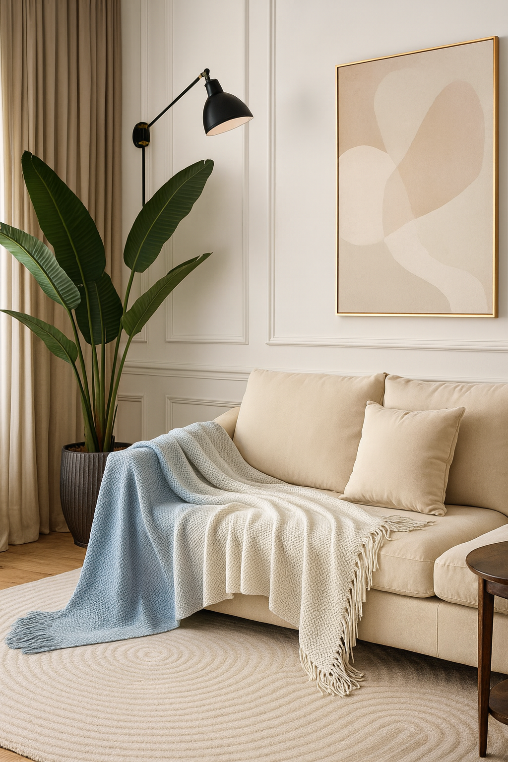 Blue Ombre Gradient Textured Throw Blanket - 50"W x 60"L