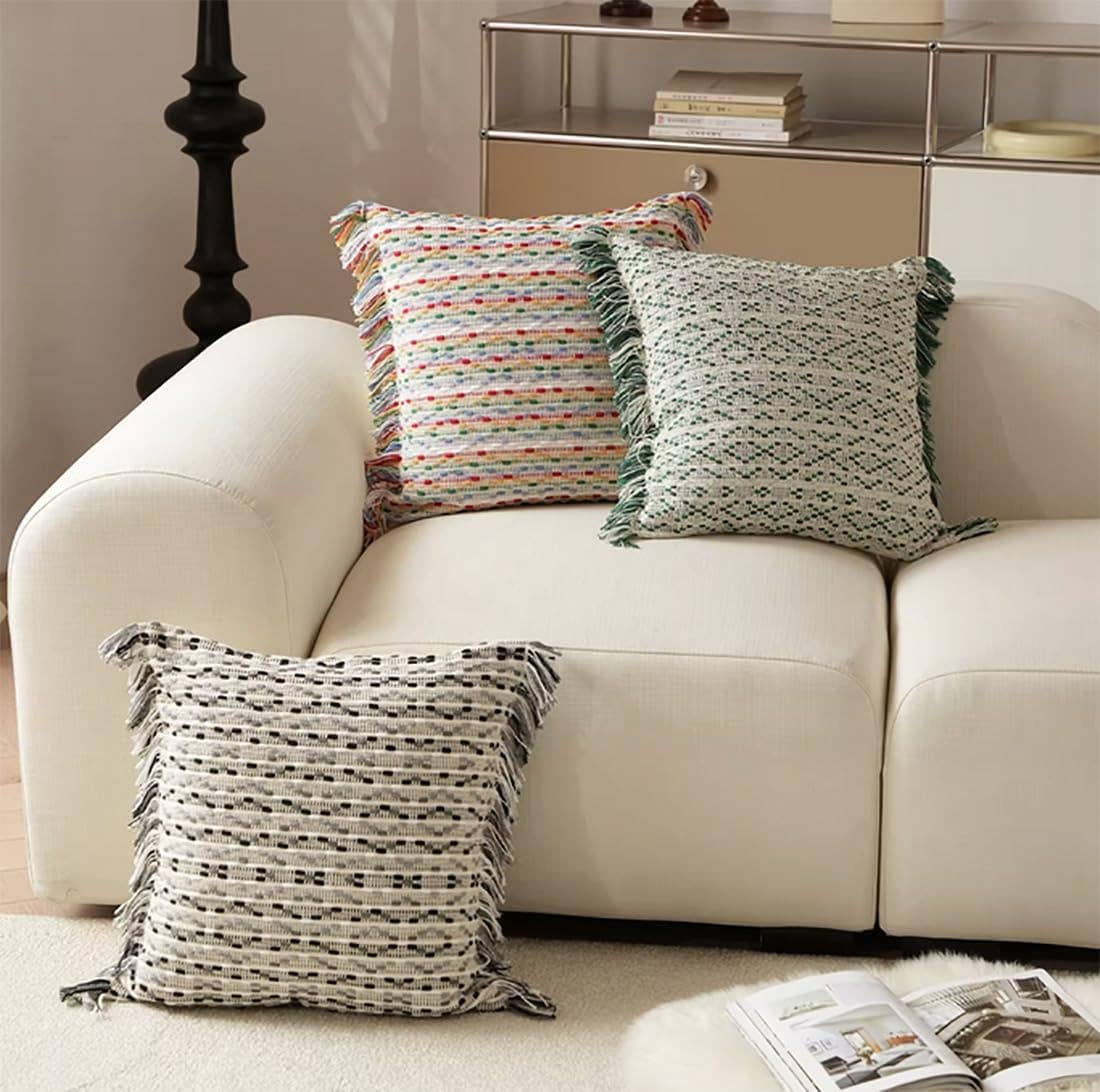 Yarn-Dyed Jacquard 18" Throw Pillow