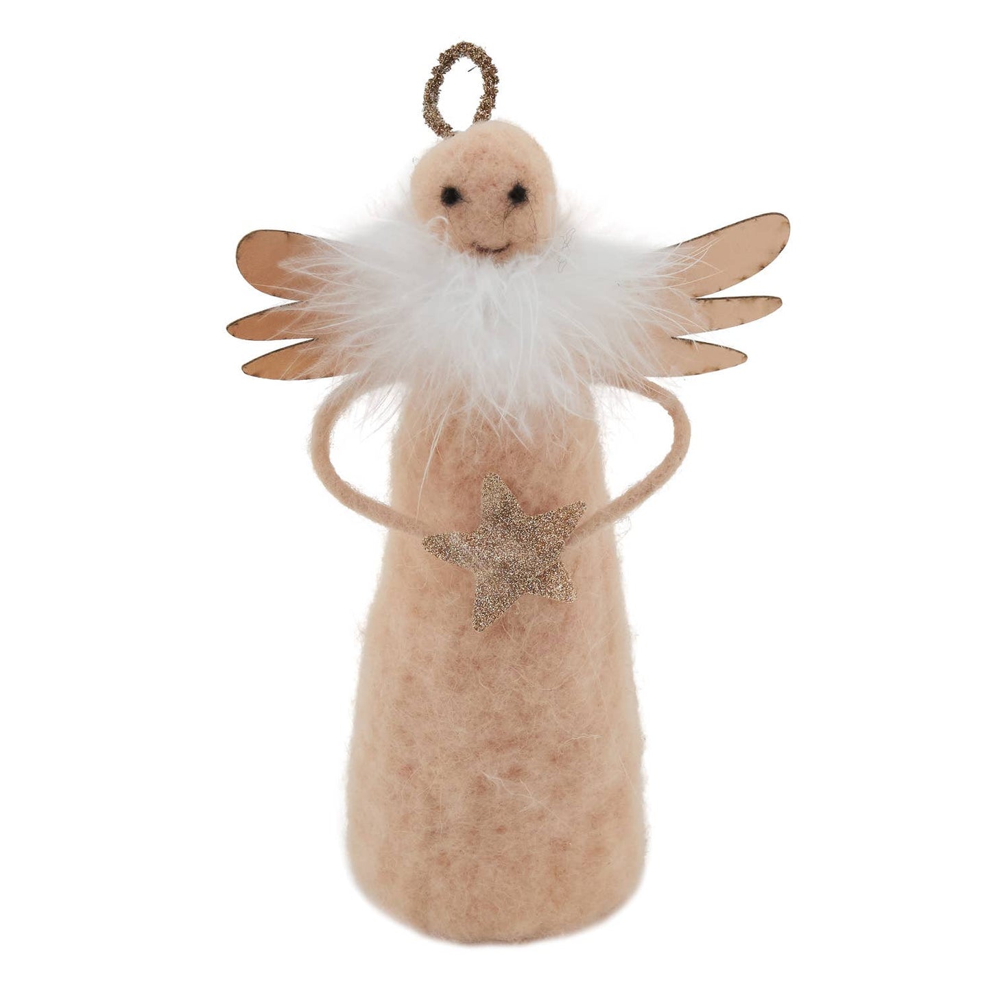 Handmade Wool Blend 4" Angel with Star Ornament