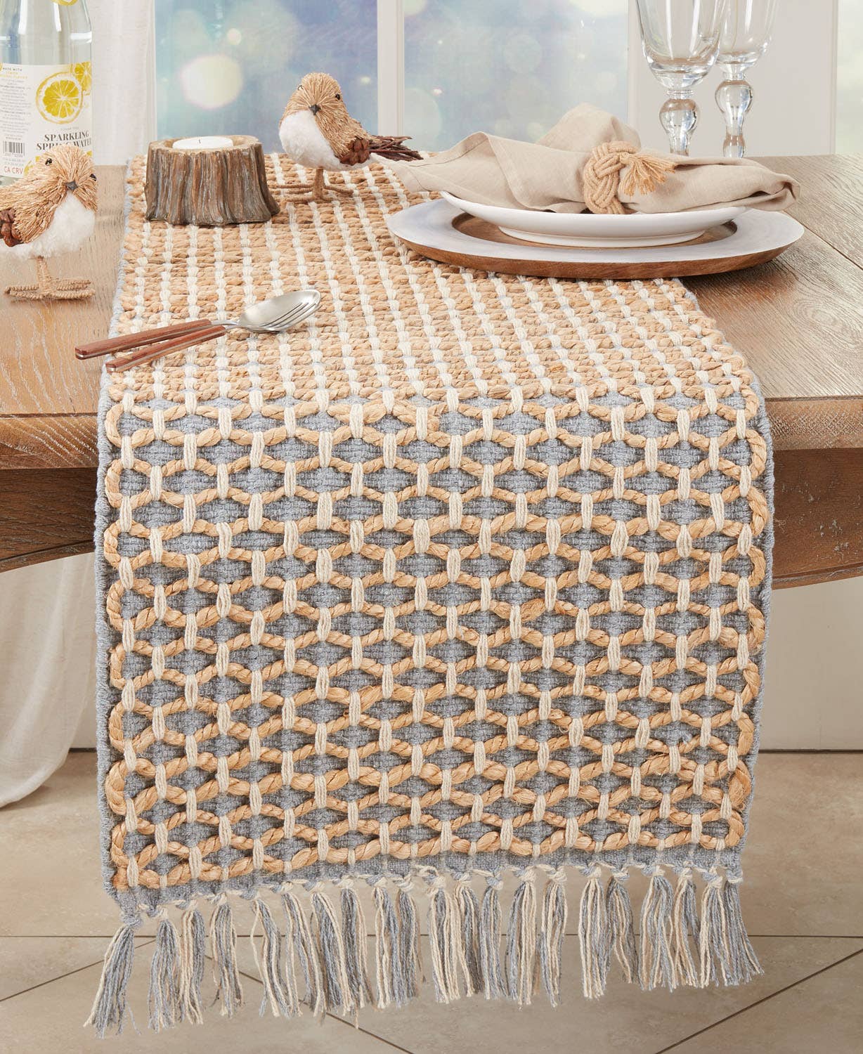 5123 - Grey Natural Rope 16x72 Cotton Jute Table Runner