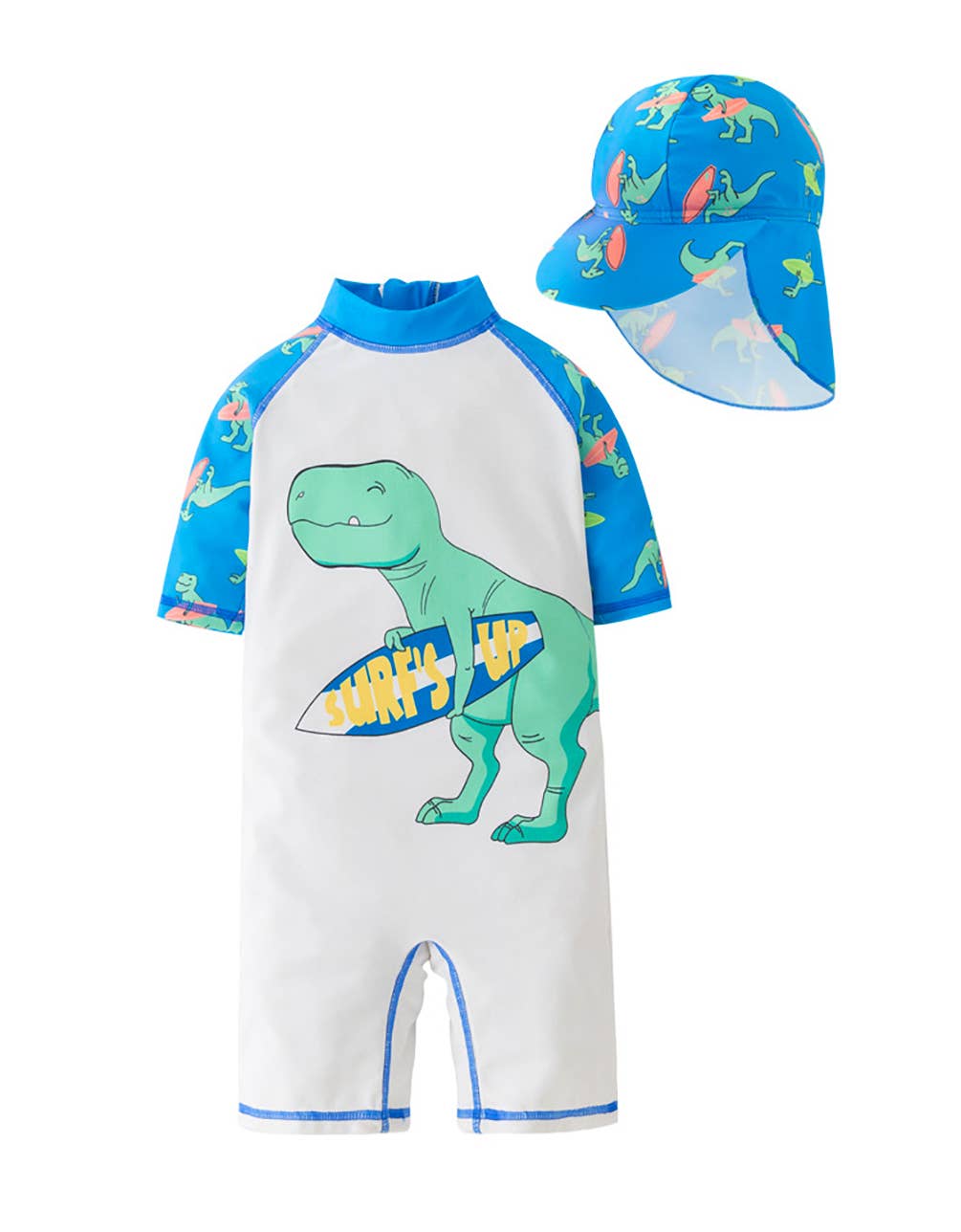 SURF'S UP Dinosaur Blue-White Boy 2pcs Swimwear