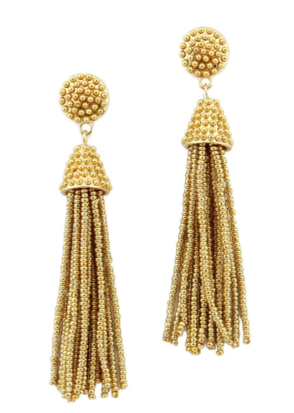 Hand-Beaded Tassel Long Dangle Earrings