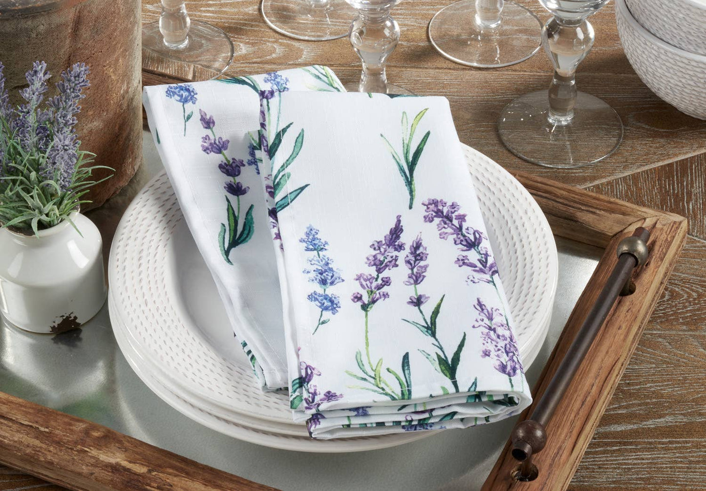 1127 - Garden Lavender White 20" Cloth Dinner Napkin