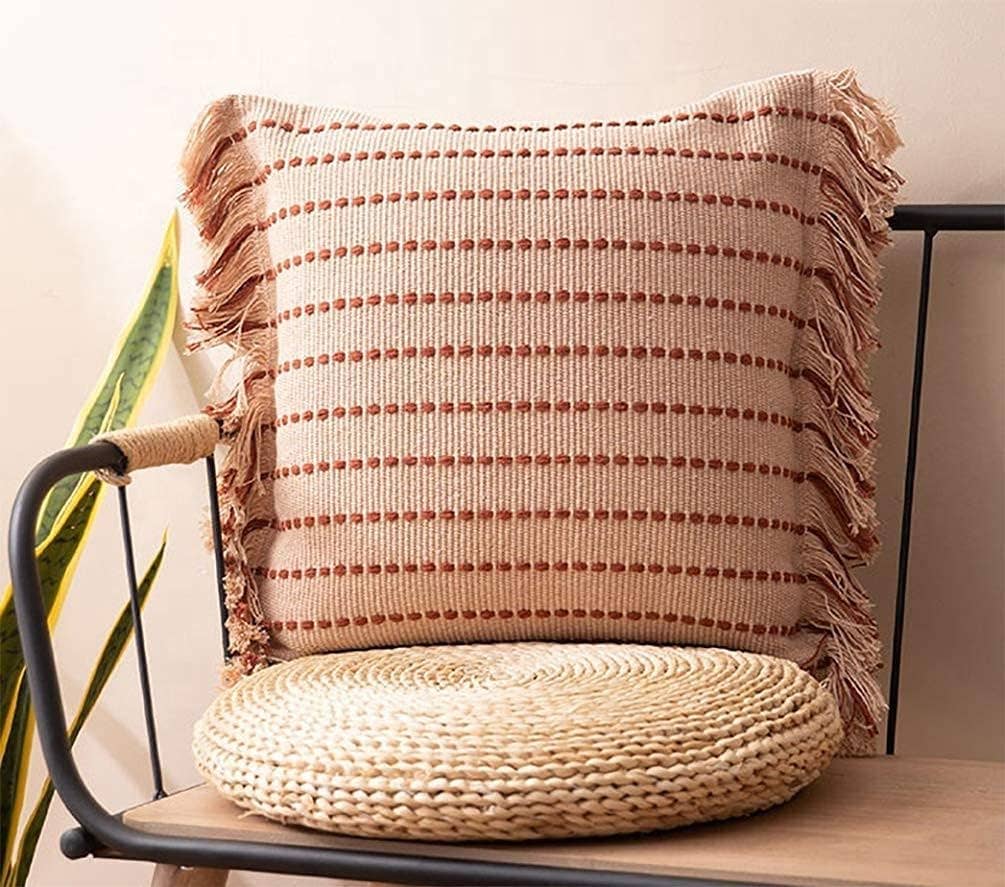 Vintage Pink Stitched Line Cotton 18" Throw Pillow
