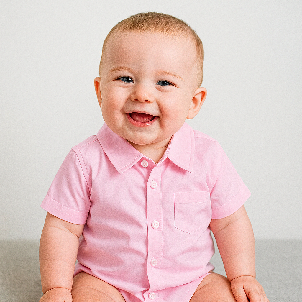 Pink Cotton Button-Down Boy Dress Shirt - Sizes for 6M-5T