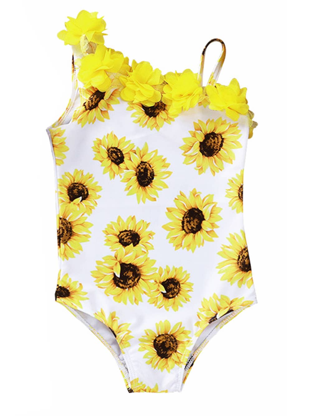 Yellow Sunflower One-PIece Girl Swimwear