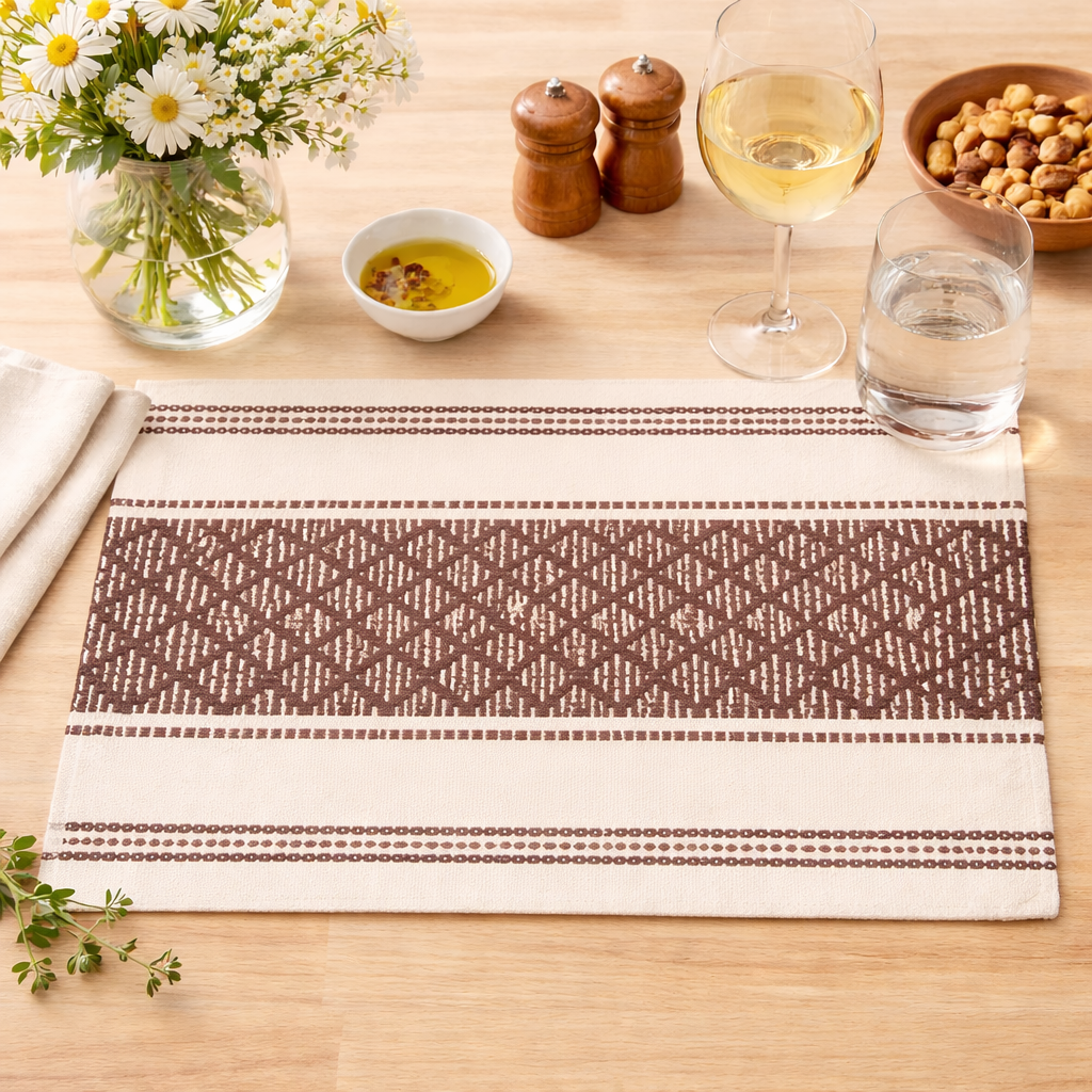 Red Diamond Stitch Cotton Blend 14"x19" Placemat