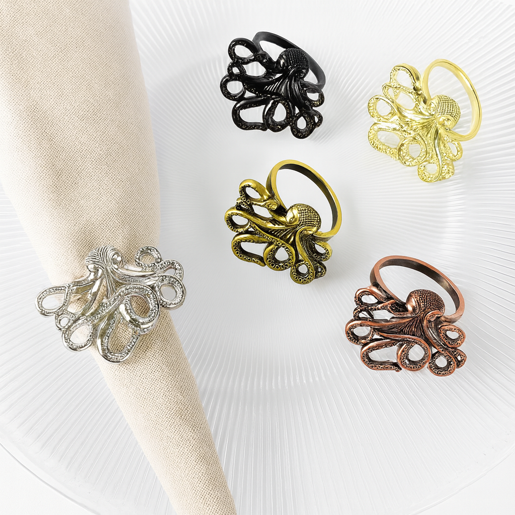 Coastal Octopus Metal Napkin Ring Holder