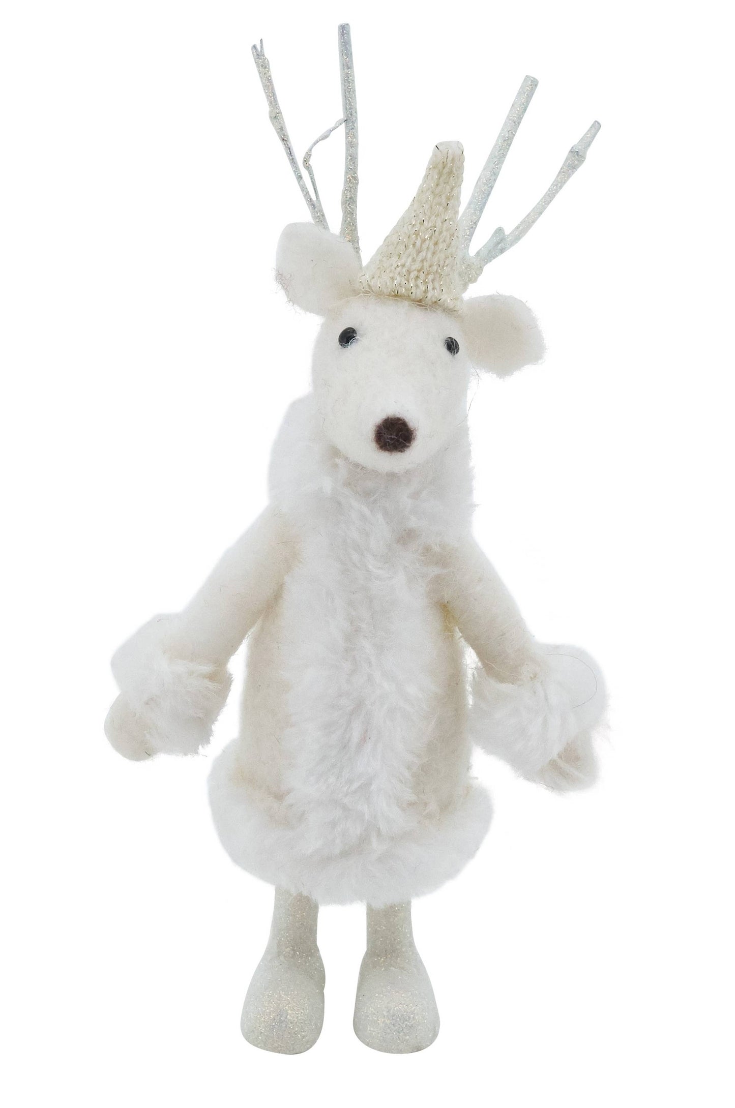 White Handcrafted Standing 8.5" Reindeer Figurine
