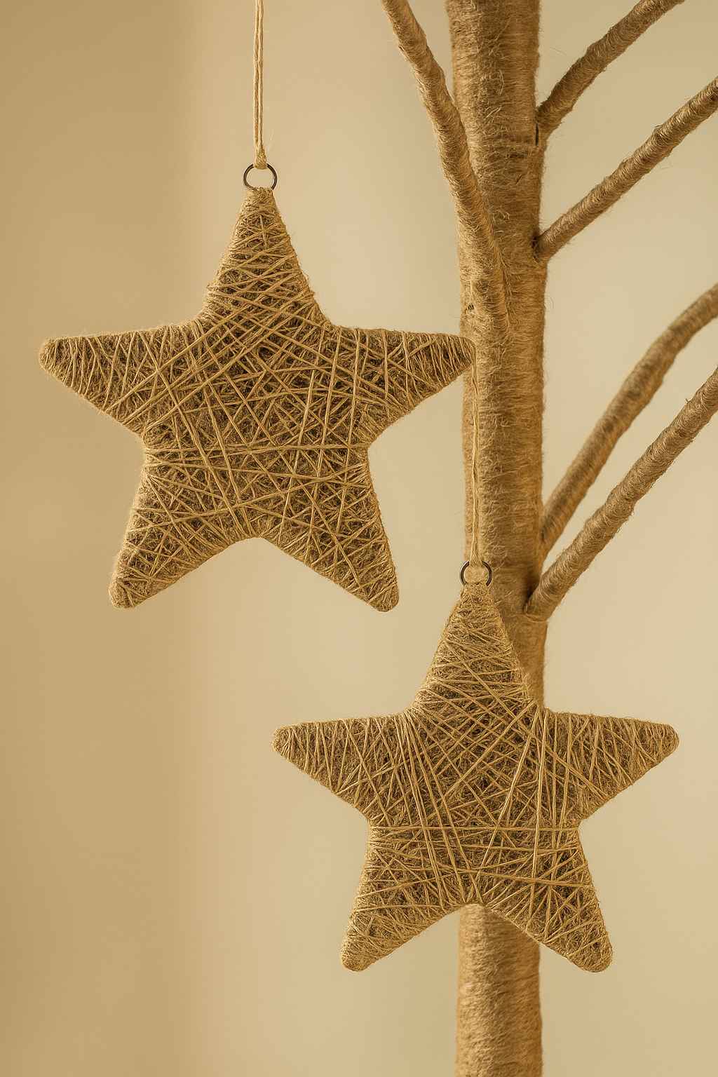Natural Burlap Twine 6" Star Ornament