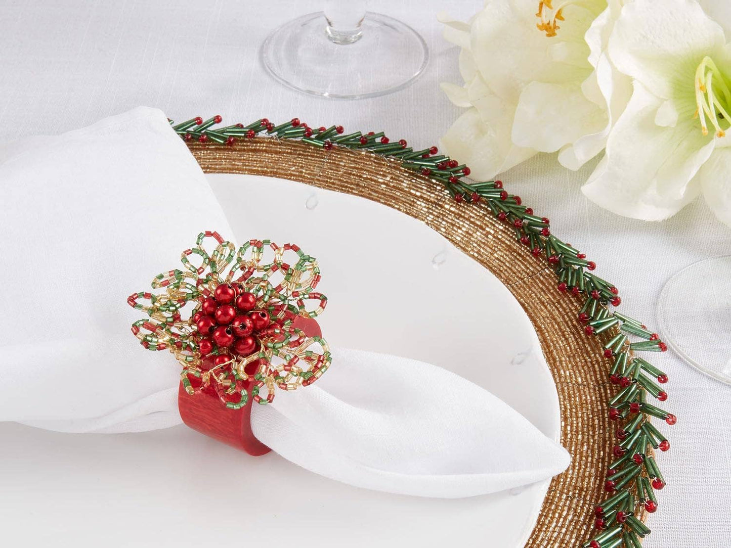 Red Beaded Napkin Ring