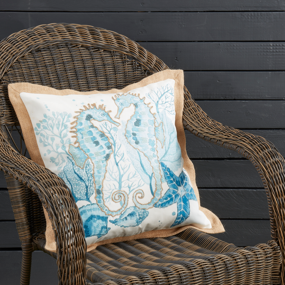 7424 - Sea Horse 18" Outdoor Throw Pillow