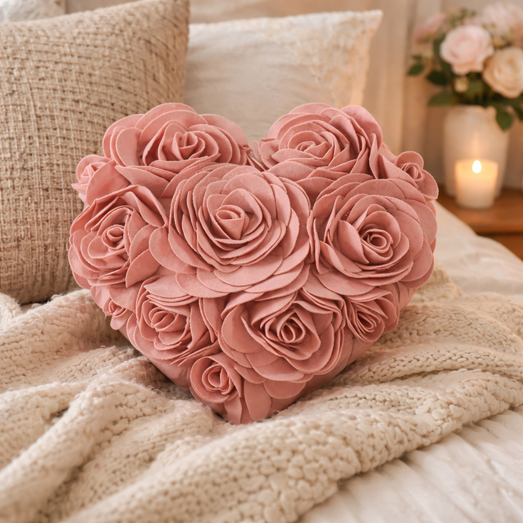 Pink Heart Felt Filled 13" Pillow