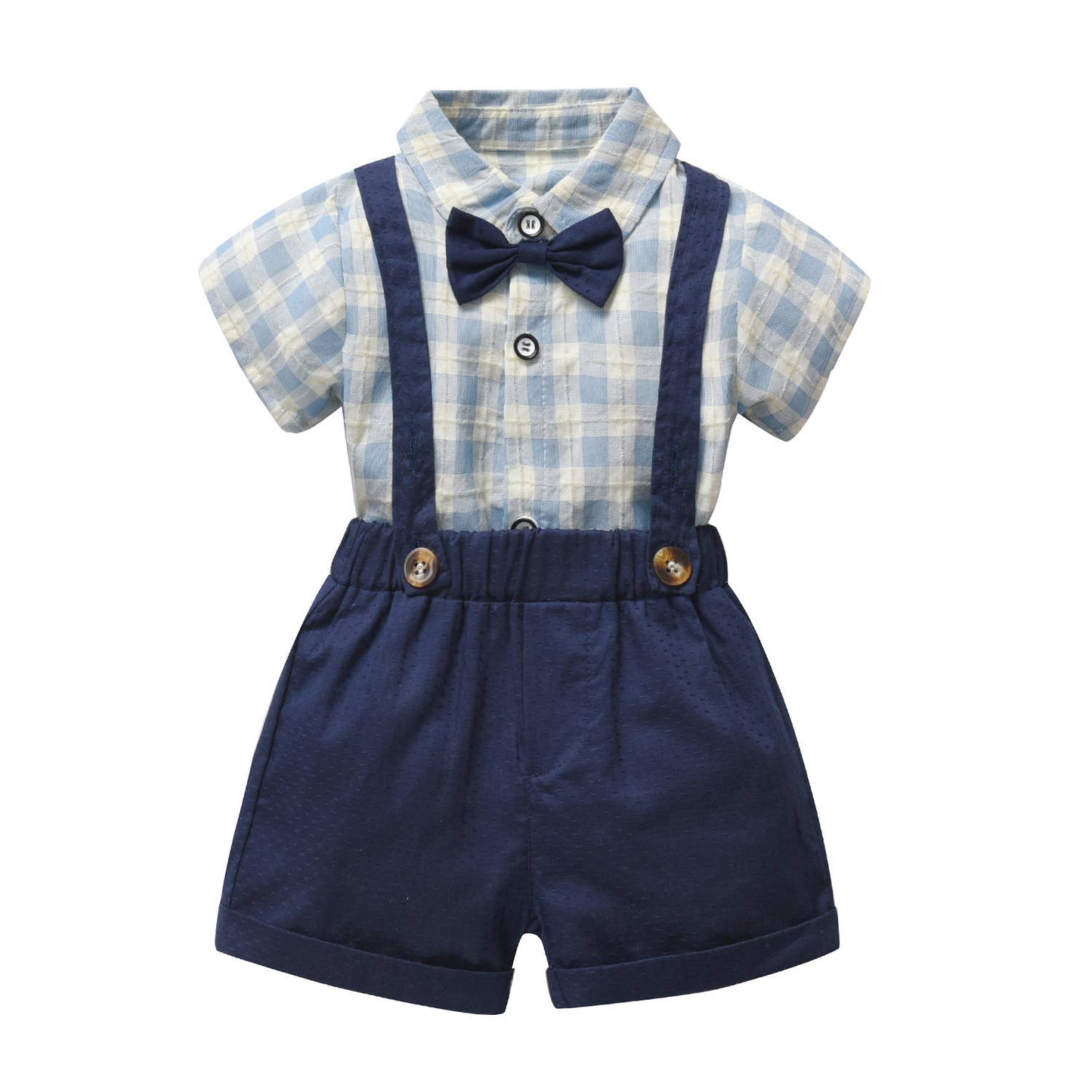 Blue Formal Wear Cotton 3pcs Baby Outfit