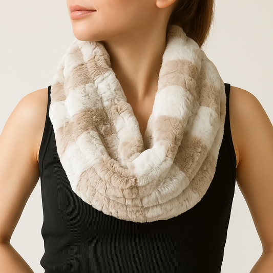Ombre Taupe Soft Faux Fur Infinity Scarf