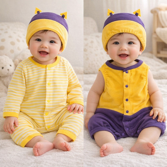 Yellow Purple 3-Piece Baby Halloween Costume Outfit