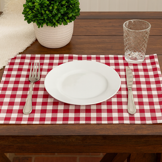 Red & White Plaid  Reversible Placemat - 14"x20"